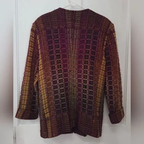 Vintage Arlene Wohl Art To Wear Knit Two Button Cardigan M/L - Picture 3 of 10